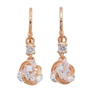 Diamond CZ Dangle Earrings Gold Plated